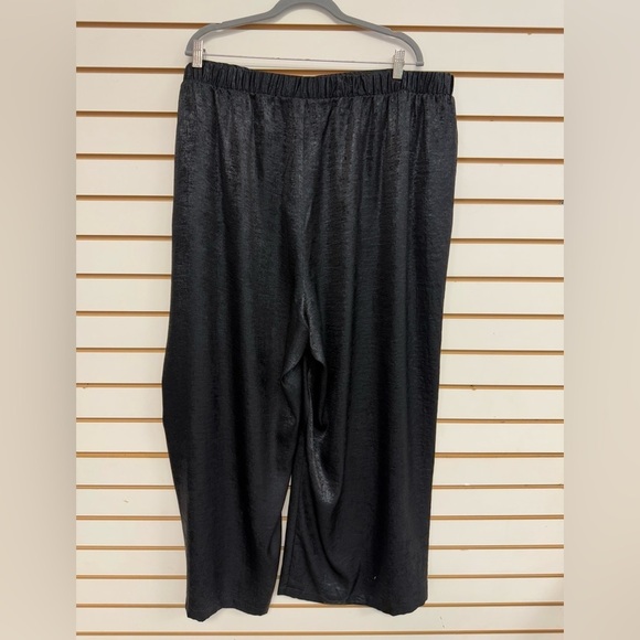 NWT Johnny‎ Was Black Shimmer Wide Leg Pants PLUS 3X $265 Elastic Waist Pull On - Picture 1 of 15